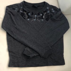 Gray beaded/embroidered Anthropologie sweater (S)